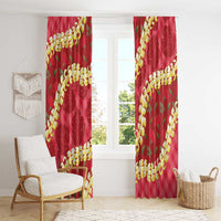Red Palaka Hawaii Mele Kalikimaka Window Curtain Ohia Lehua Monstera Puakenikeni Lei LT14 - Polynesian Pride