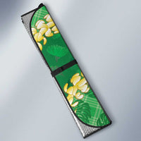 Green Palaka Hawaii Mele Kalikimaka Auto Sun Shade Ohia Lehua Monstera Puakenikeni Lei - Polynesian Pride