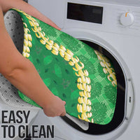 Green Palaka Hawaii Mele Kalikimaka Bathroom Set Ohia Lehua Monstera Puakenikeni Lei - Polynesian Pride