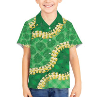 Green Palaka Hawaii Mele Kalikimaka Family Matching Puletasi and Hawaiian Shirt Ohia Lehua Monstera Puakenikeni Lei LT14 Son's Shirt Green - Polynesian Pride