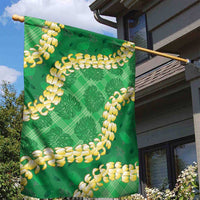 Green Palaka Hawaii Mele Kalikimaka Garden Flag Ohia Lehua Monstera Puakenikeni Lei - Polynesian Pride