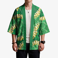Green Palaka Hawaii Mele Kalikimaka Kimono Ohia Lehua Monstera Puakenikeni Lei - Polynesian Pride