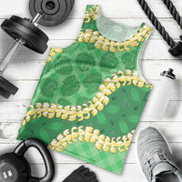 Green Palaka Hawaii Mele Kalikimaka Men Tank Top Ohia Lehua Monstera Puakenikeni Lei - Polynesian Pride