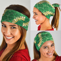 Green Palaka Hawaii Mele Kalikimaka Neck Gaiter Ohia Lehua Monstera Puakenikeni Lei - Polynesian Pride