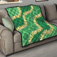 Green Palaka Hawaii Mele Kalikimaka Quilt Ohia Lehua Monstera Puakenikeni Lei - Polynesian Pride