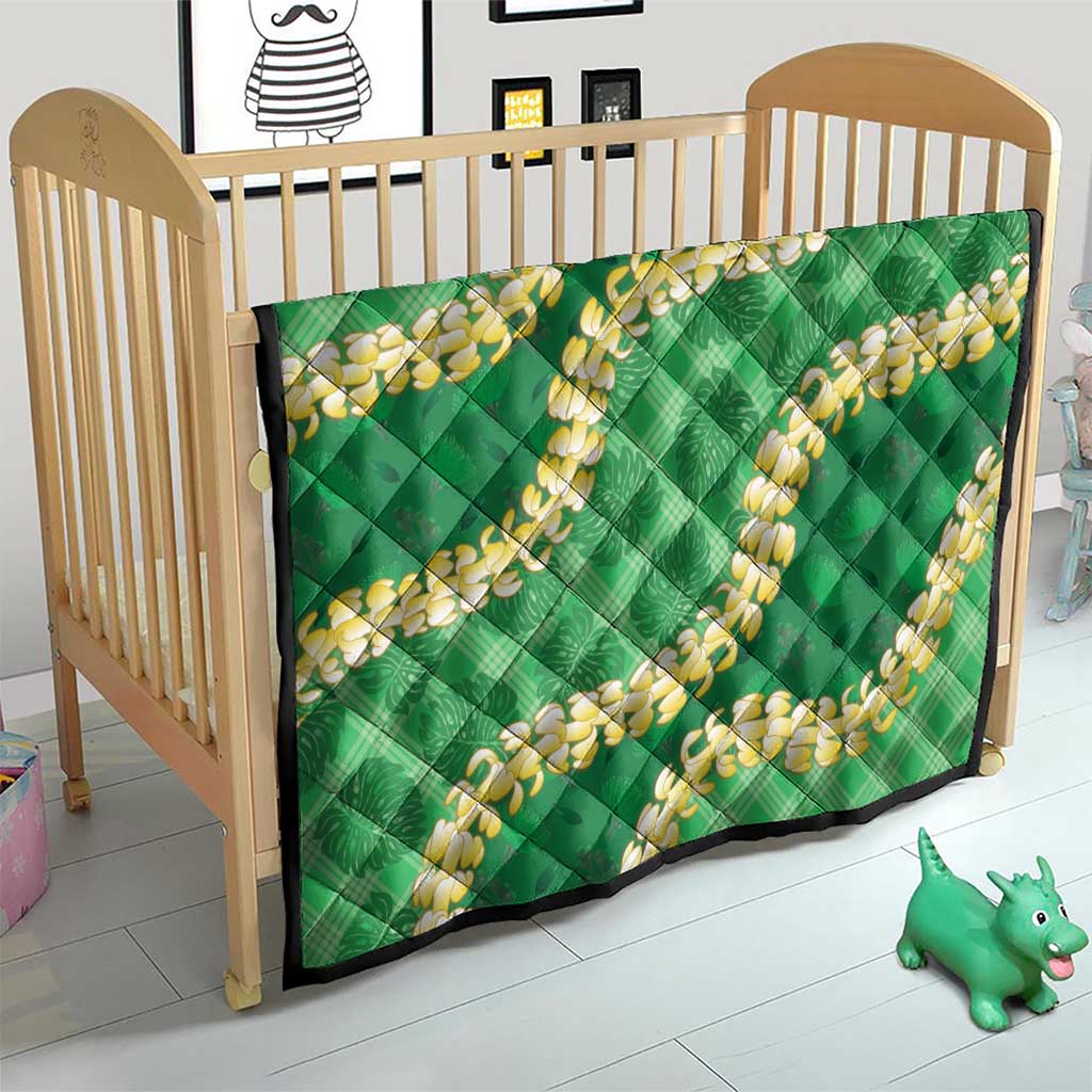 Green Palaka Hawaii Mele Kalikimaka Quilt Ohia Lehua Monstera Puakenikeni Lei - Polynesian Pride