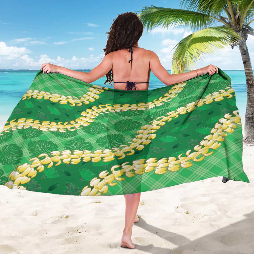 Green Palaka Hawaii Mele Kalikimaka Sarong Ohia Lehua Monstera Puakenikeni Lei - Polynesian Pride