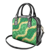 Green Palaka Hawaii Mele Kalikimaka Shoulder Handbag Ohia Lehua Monstera Puakenikeni Lei - Polynesian Pride