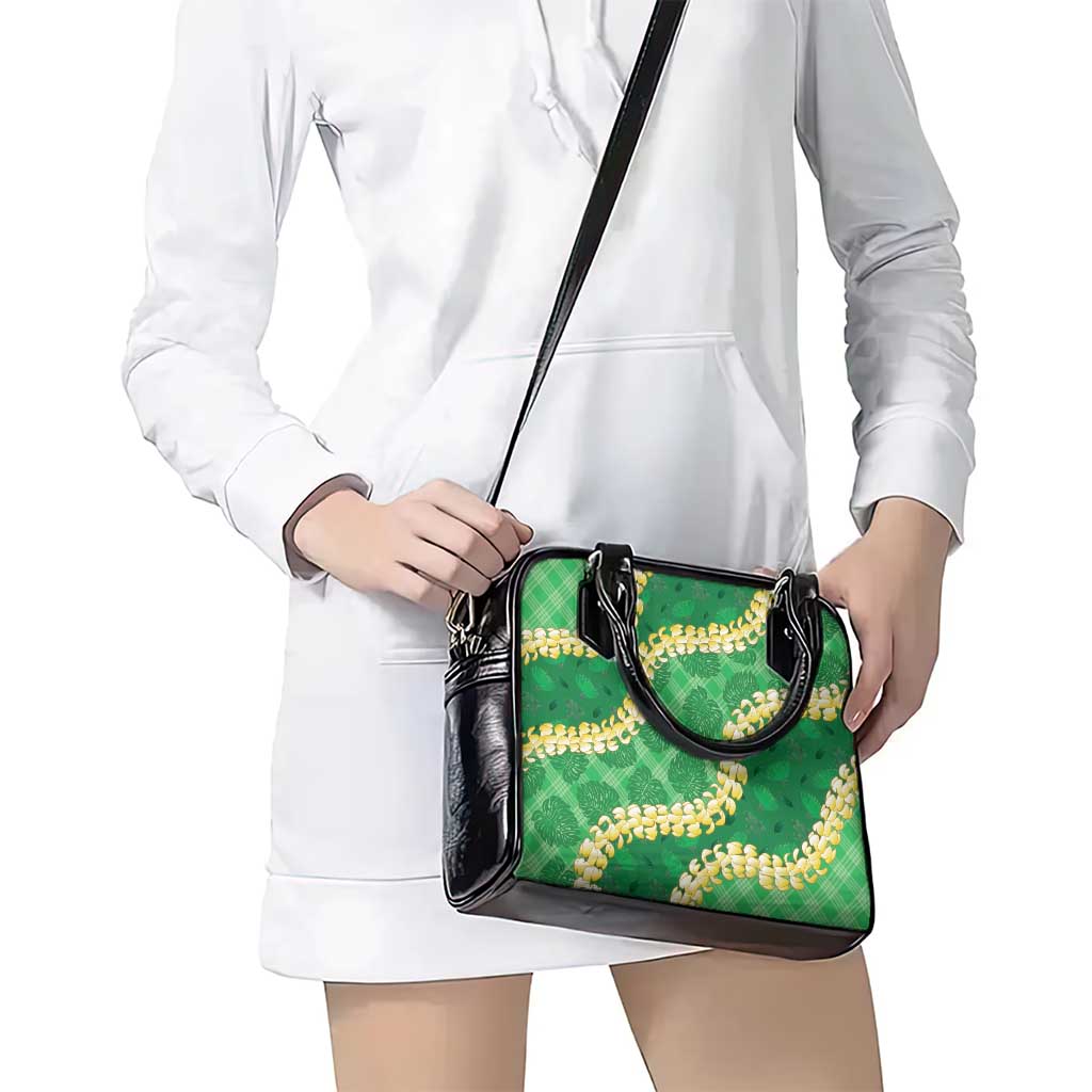 Green Palaka Hawaii Mele Kalikimaka Shoulder Handbag Ohia Lehua Monstera Puakenikeni Lei - Polynesian Pride