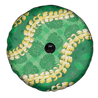 Green Palaka Hawaii Mele Kalikimaka Spare Tire Cover Ohia Lehua Monstera Puakenikeni Lei - Polynesian Pride