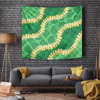 Green Palaka Hawaii Mele Kalikimaka Tapestry Ohia Lehua Monstera Puakenikeni Lei - Polynesian Pride