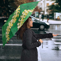 Green Palaka Hawaii Mele Kalikimaka Umbrella Ohia Lehua Monstera Puakenikeni Lei - Polynesian Pride