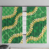 Green Palaka Hawaii Mele Kalikimaka Window Curtain Ohia Lehua Monstera Puakenikeni Lei LT14 With Hooks Green - Polynesian Pride