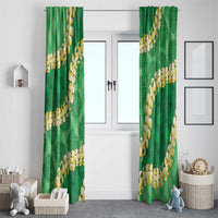 Green Palaka Hawaii Mele Kalikimaka Window Curtain Ohia Lehua Monstera Puakenikeni Lei LT14 - Polynesian Pride