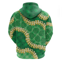 Green Palaka Hawaii Mele Kalikimaka Zip Hoodie Ohia Lehua Monstera Puakenikeni Lei - Polynesian Pride