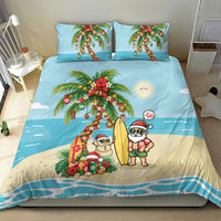 Hawaii Christmas Mele Kalikimaka Bedding Set Festive Palm Chilling Santa With Surfboard LT14 - Polynesian Pride