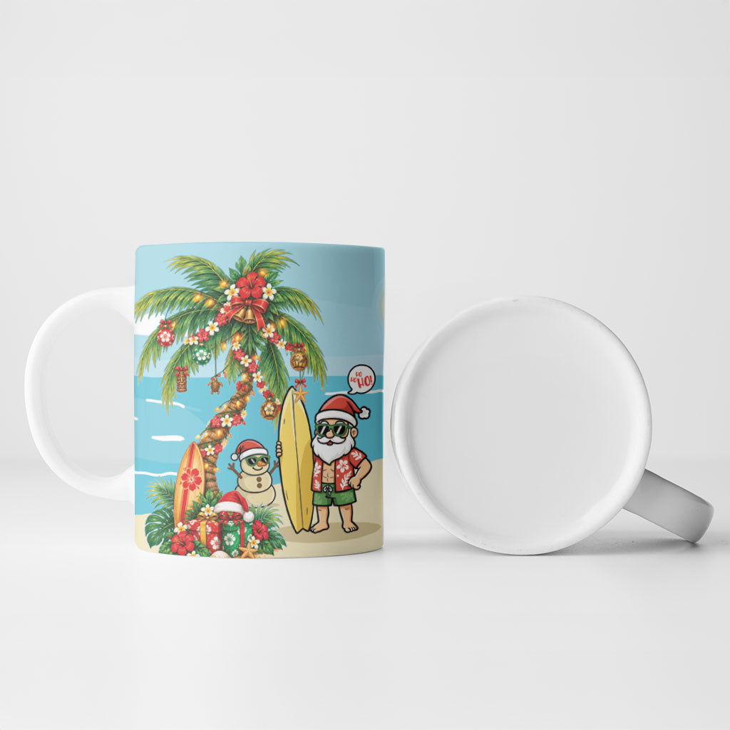 Hawaii Christmas Mele Kalikimaka Ceramic Mug Festive Palm Chilling Santa With Surfboard LT14 - Polynesian Pride