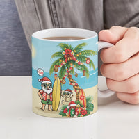 Hawaii Christmas Mele Kalikimaka Ceramic Mug Festive Palm Chilling Santa With Surfboard LT14 - Polynesian Pride