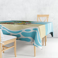 Hawaii Christmas Mele Kalikimaka Tablecloth Festive Palm Chilling Santa With Surfboard LT14 - Polynesian Pride