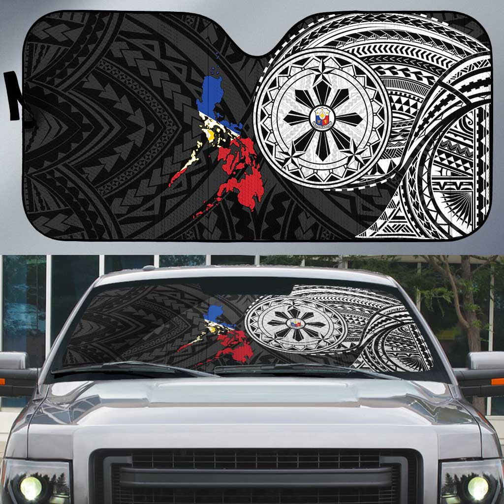 Philippines Strong Auto Sun Shade Filipino Map Polynesian Tattoo - Polynesian Pride