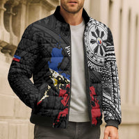 Philippines Strong Bomber Puffer Jacket Filipino Map Polynesian Tattoo - Polynesian Pride