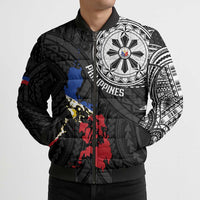 Philippines Strong Bomber Puffer Jacket Filipino Map Polynesian Tattoo - Polynesian Pride