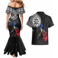 Philippines Strong Couples Matching Mermaid Dress and Hawaiian Shirt Filipino Map Polynesian Tattoo - Polynesian Pride