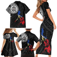 Philippines Strong Family Matching Short Sleeve Bodycon Dress and Hawaiian Shirt Filipino Map Polynesian Tattoo - Polynesian Pride
