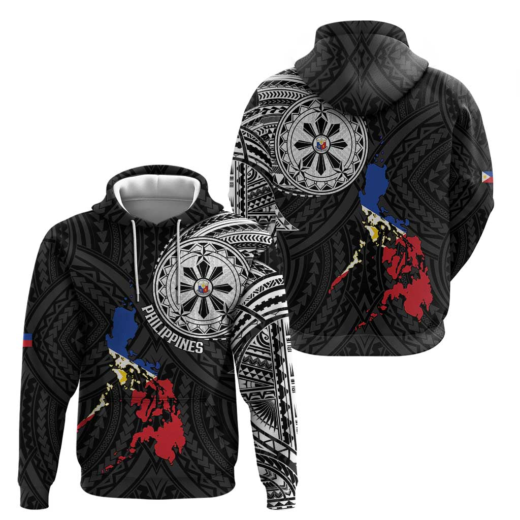 Philippines Strong Hoodie Filipino Map Polynesian Tattoo - Polynesian Pride