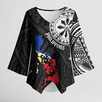 Philippines Strong Kimono Sleeve Blouse Filipino Map Polynesian Tattoo - Polynesian Pride