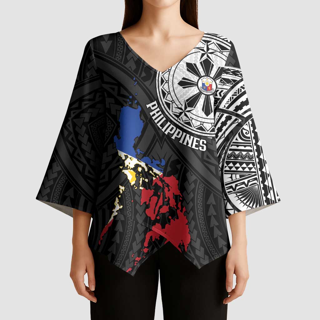 Philippines Strong Kimono Sleeve Blouse Filipino Map Polynesian Tattoo - Polynesian Pride