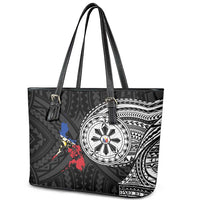 Philippines Strong Leather Tote Bag Filipino Map Polynesian Tattoo - Polynesian Pride