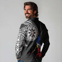 Philippines Strong Long Sleeve Polo Shirt Filipino Map Polynesian Tattoo - Polynesian Pride