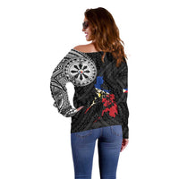 Philippines Strong Off Shoulder Sweater Filipino Map Polynesian Tattoo - Polynesian Pride