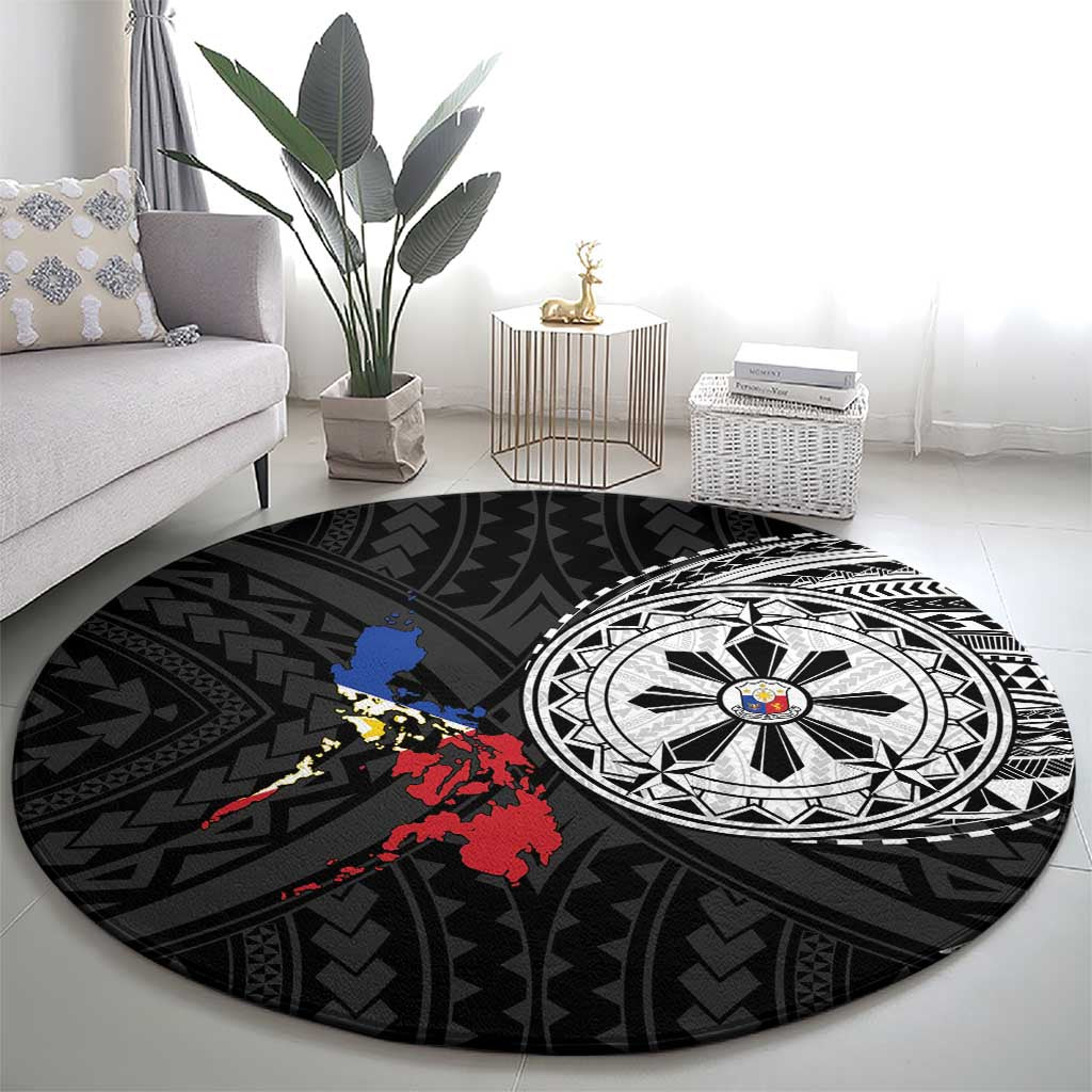 Philippines Strong Round Carpet Filipino Map Polynesian Tattoo - Polynesian Pride