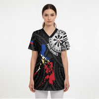 Philippines Strong Scrub Top Filipino Map Polynesian Tattoo - Polynesian Pride