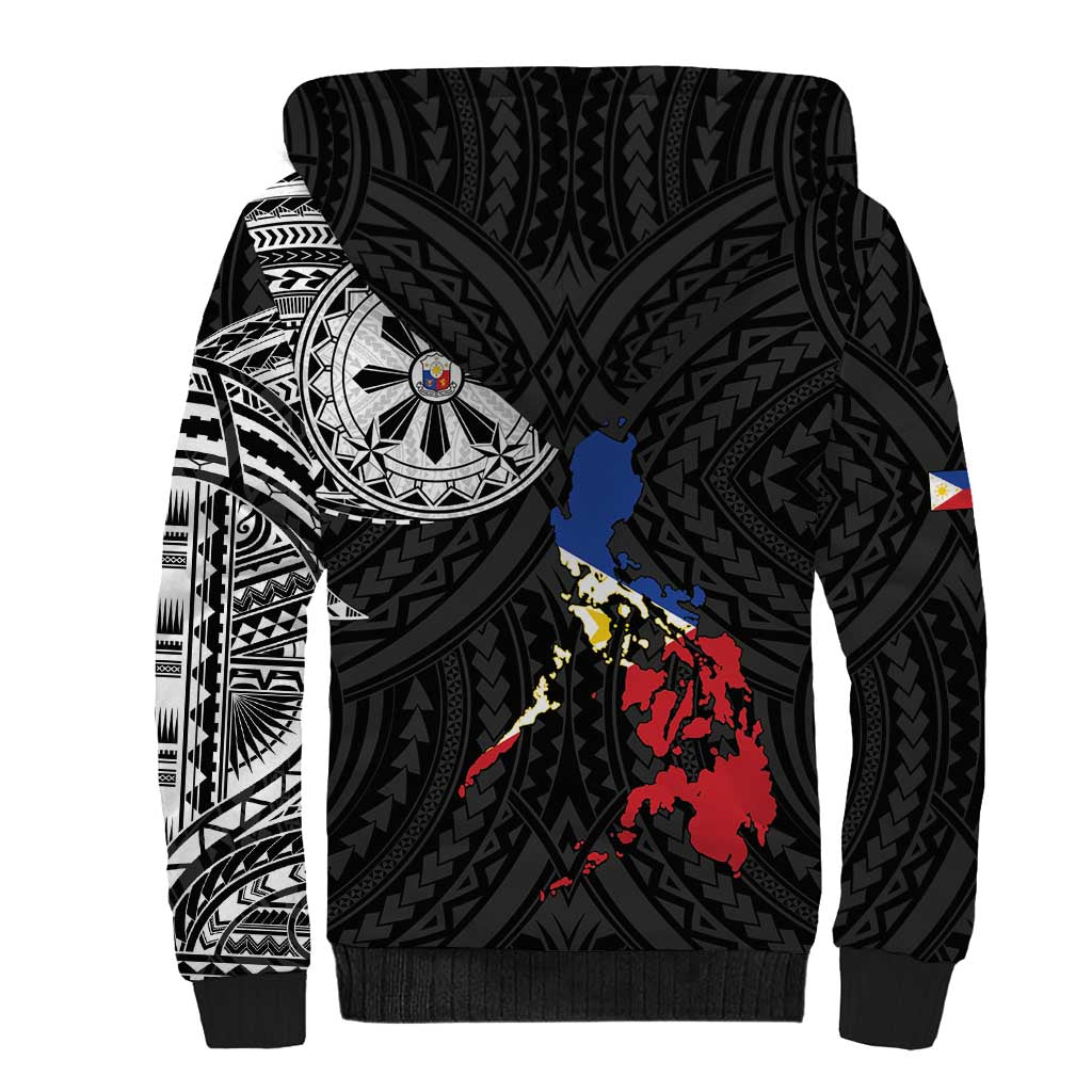 Philippines Strong Sherpa Hoodie Filipino Map Polynesian Tattoo - Polynesian Pride