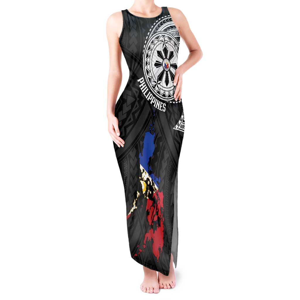 Philippines Strong Tank Maxi Dress Filipino Map Polynesian Tattoo - Polynesian Pride