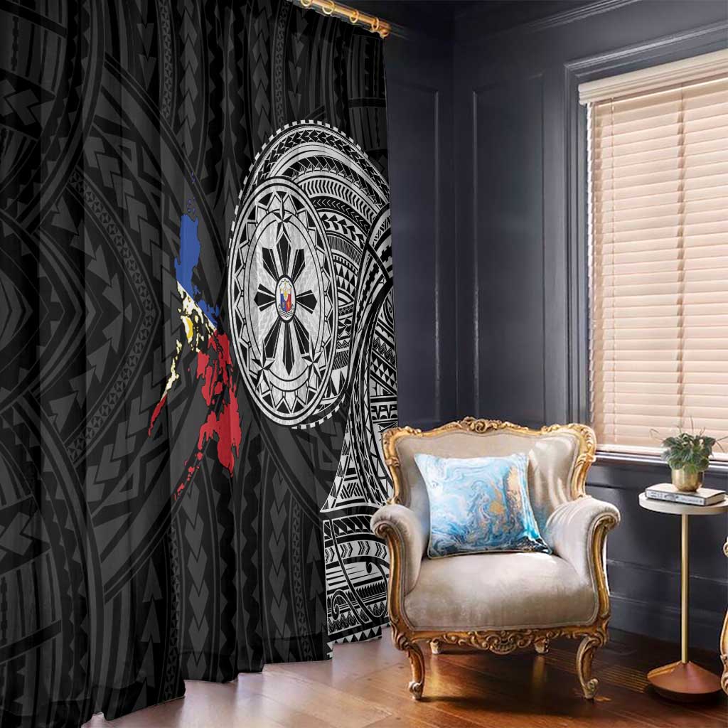 Philippines Strong Window Curtain Filipino Map Polynesian Tattoo - Polynesian Pride