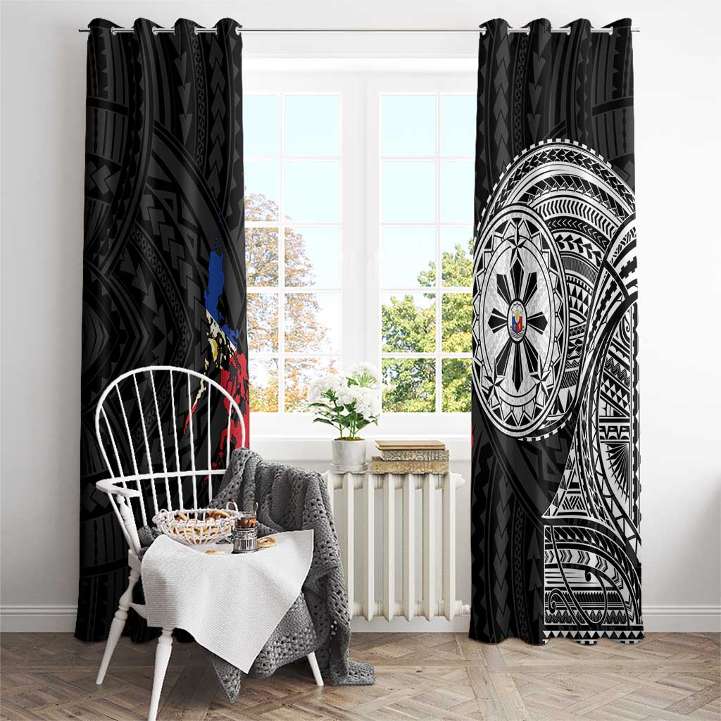 Philippines Strong Window Curtain Filipino Map Polynesian Tattoo - Polynesian Pride
