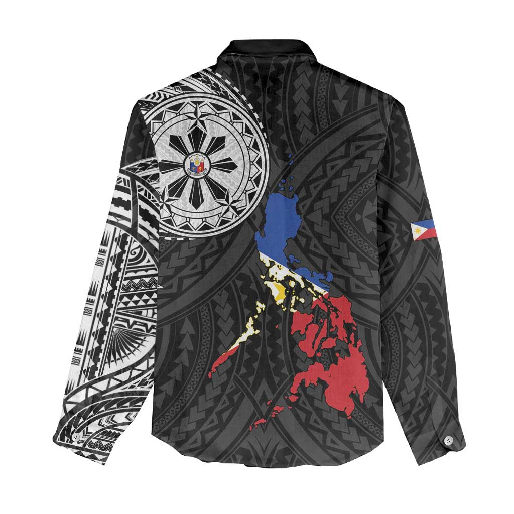 Philippines Strong Women Casual Shirt Filipino Map Polynesian Tattoo - Polynesian Pride