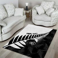 New Zealand Lawn Bowls Custom Area Rug Aotearoa Silver Fern - Polynesian Pride