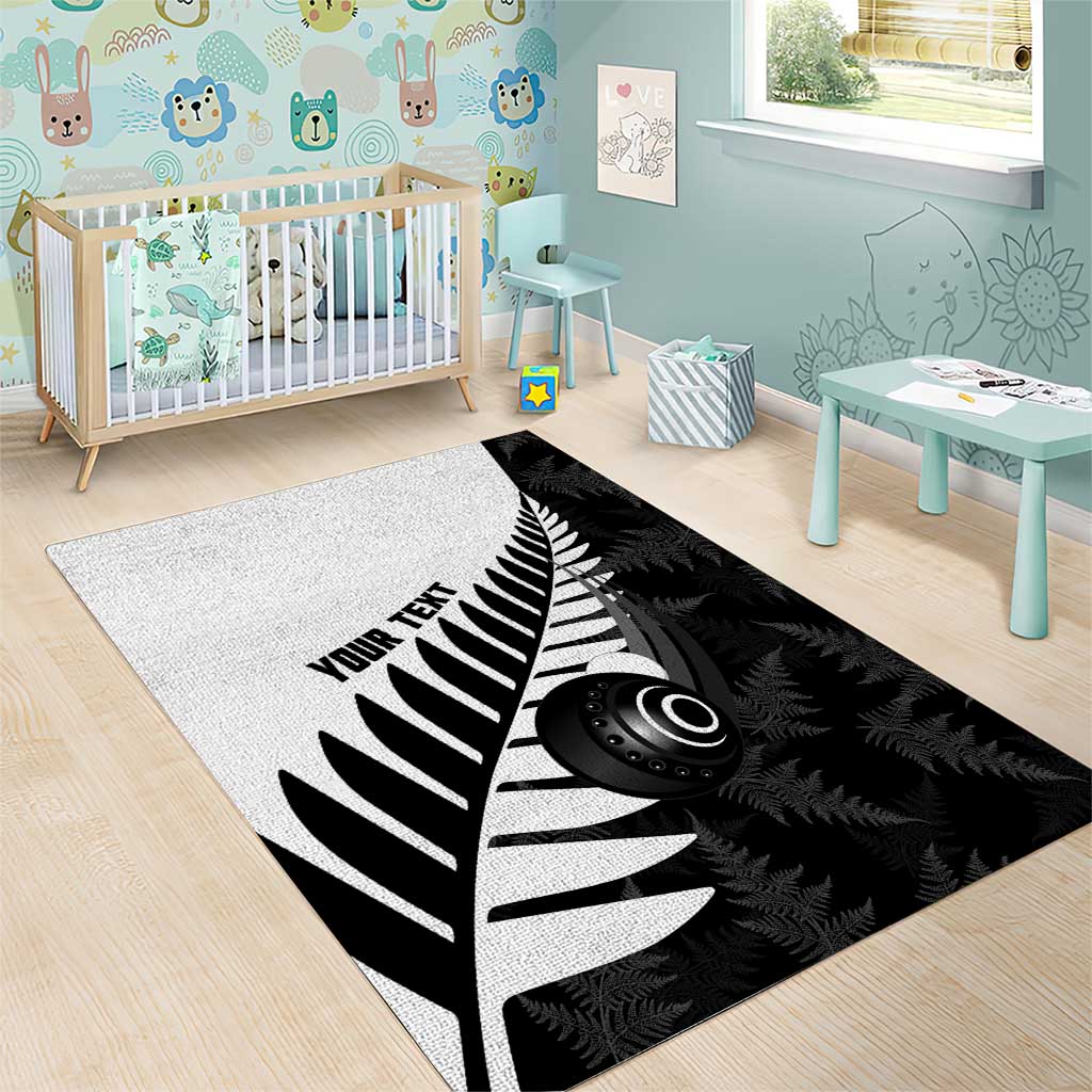 New Zealand Lawn Bowls Custom Area Rug Aotearoa Silver Fern - Polynesian Pride