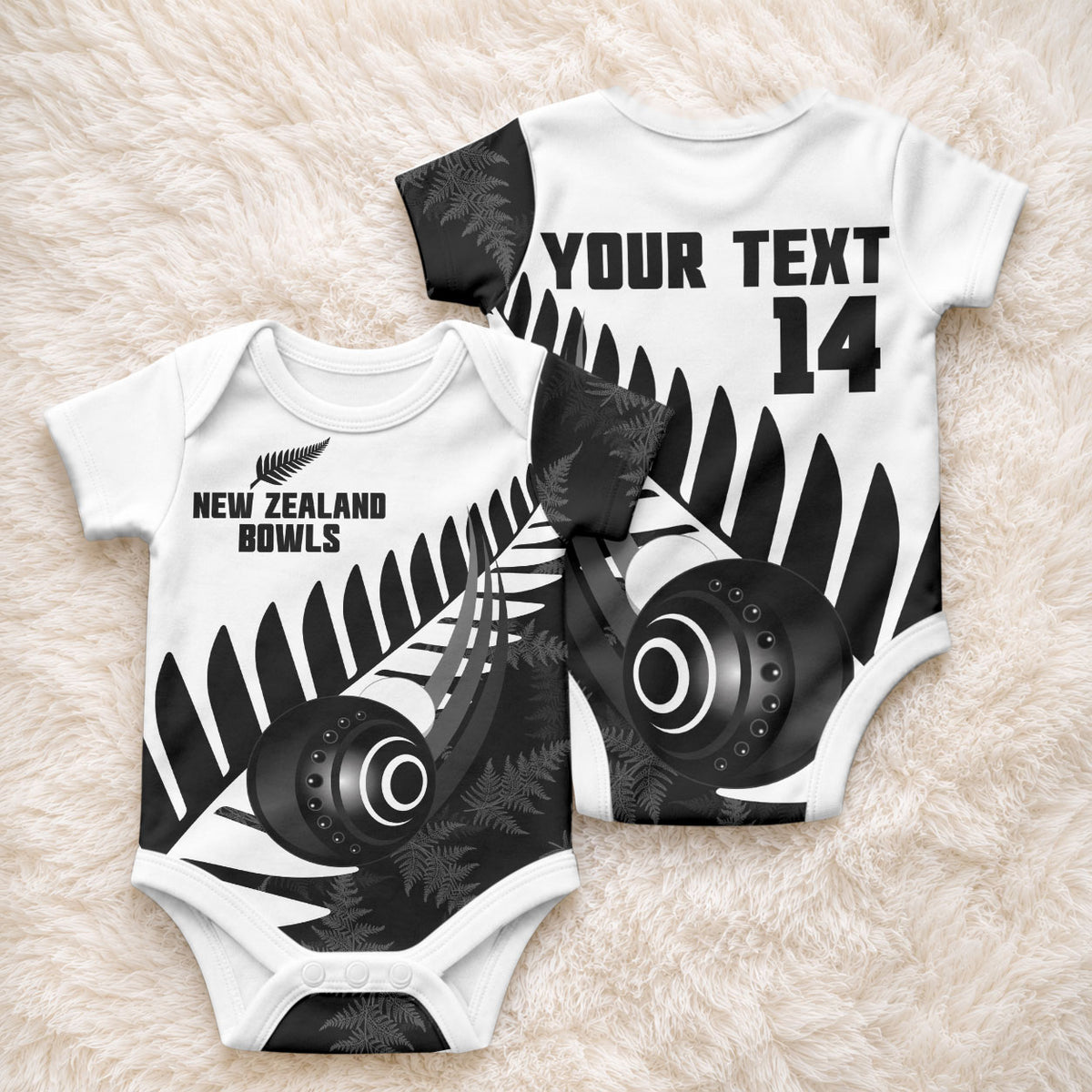 New Zealand Lawn Bowls Custom Baby Onesie Aotearoa Silver Fern