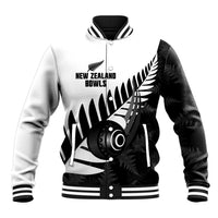 New Zealand Lawn Bowls Custom Baseball Jacket Aotearoa Silver Fern - Polynesian Pride