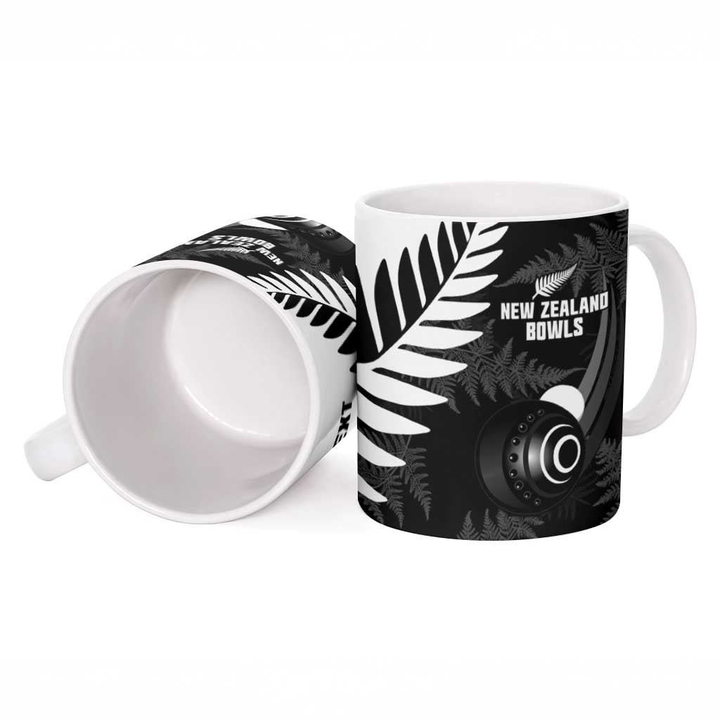 New Zealand Lawn Bowls Custom Ceramic Mug Aotearoa Silver Fern - Polynesian Pride