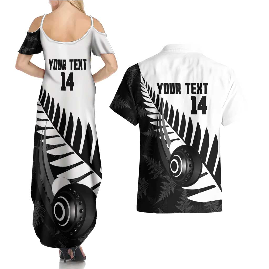 New Zealand Lawn Bowls Custom Couples Matching Summer Maxi Dress and Hawaiian Shirt Aotearoa Silver Fern - Polynesian Pride