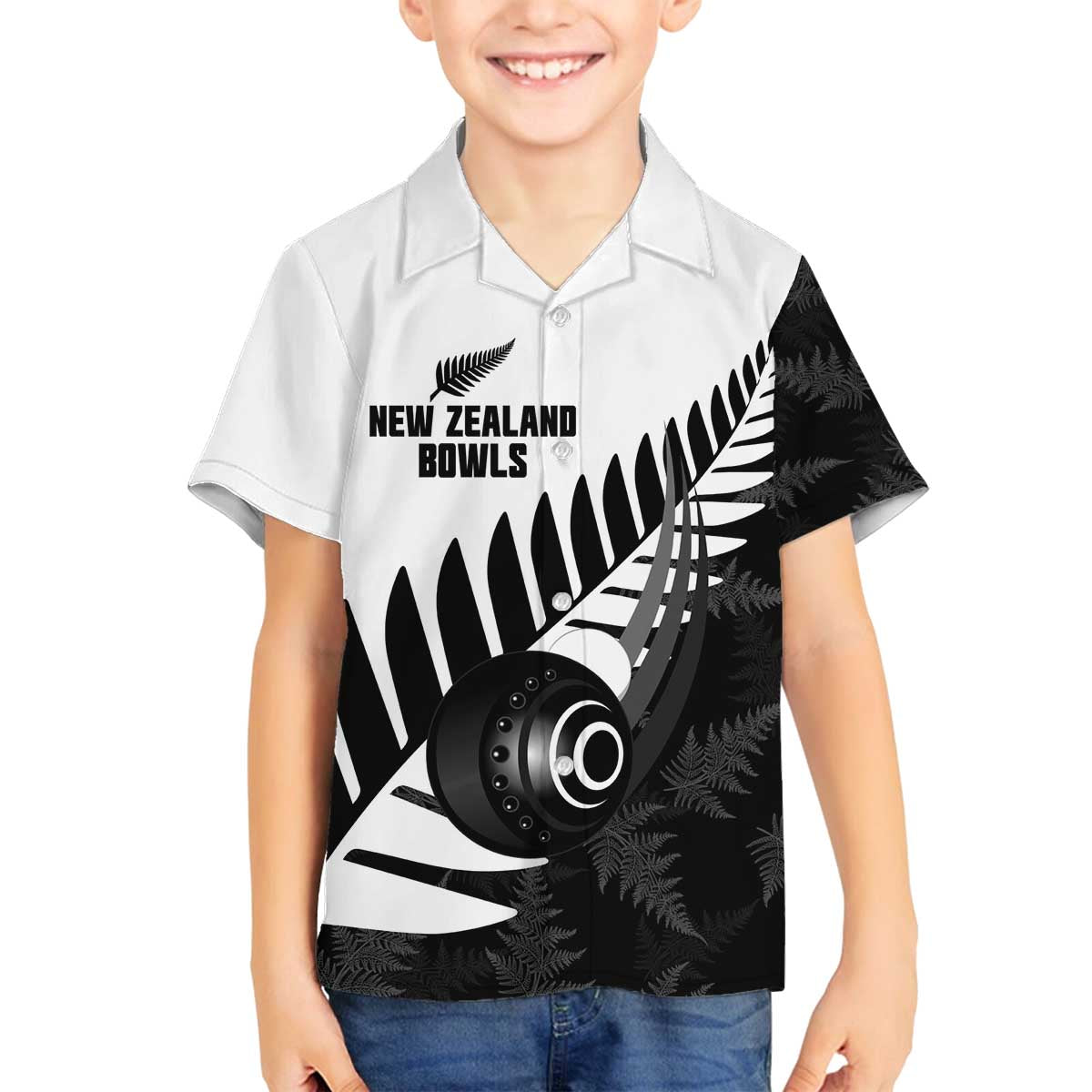 New Zealand Lawn Bowls Custom Family Matching Off The Shoulder Long Sleeve Dress and Hawaiian Shirt Aotearoa Silver Fern - Polynesian Pride