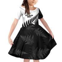 New Zealand Lawn Bowls Custom Family Matching Off Shoulder Short Dress and Hawaiian Shirt Aotearoa Silver Fern - Polynesian Pride