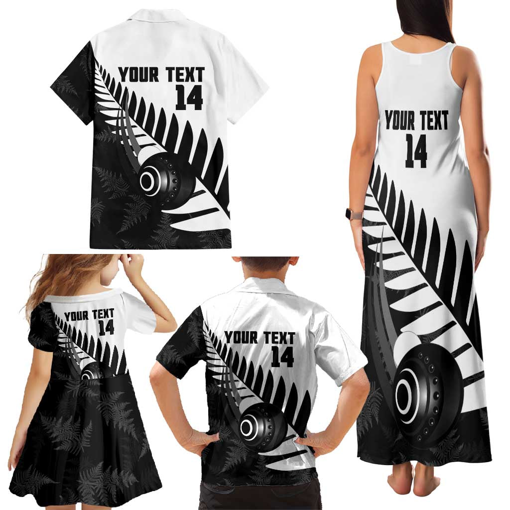 New Zealand Lawn Bowls Custom Family Matching Tank Maxi Dress and Hawaiian Shirt Aotearoa Silver Fern - Polynesian Pride